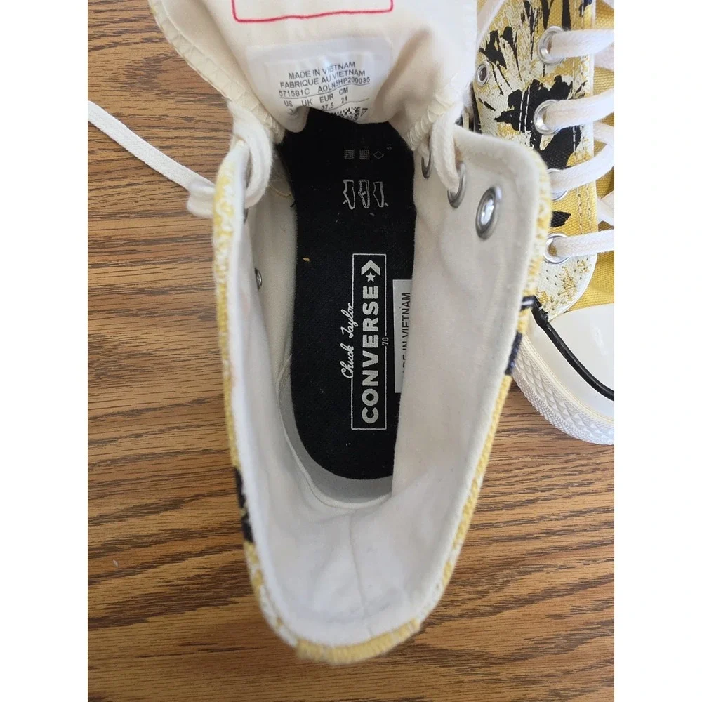 Converse Chuck 70 Hi Hybrid Floral Shoes Womens Size 7 Saturn Gold Black 571581C